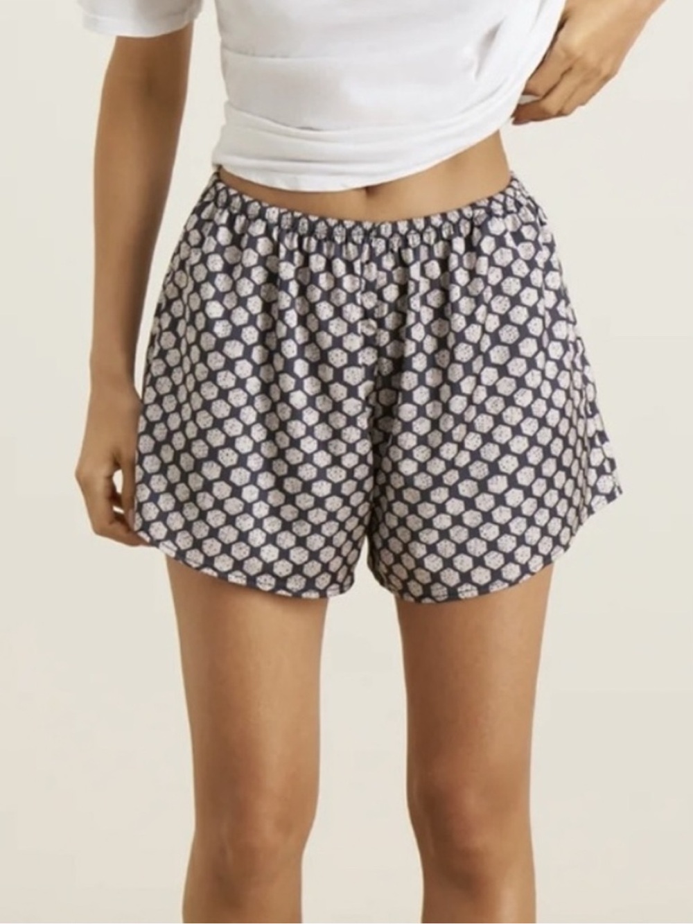 ♡ Joah Brown NWT Breezy Shorts Navy Dice Satin